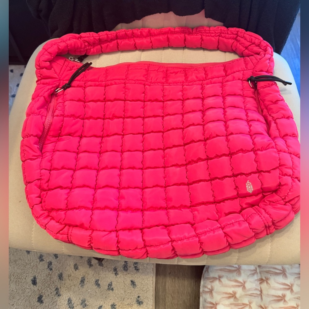 Pink Free People quilted Carryall bag